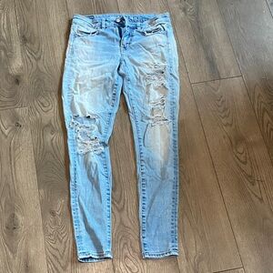 American Eagle Outfitters Light Blue Distressed Skinny Jeans